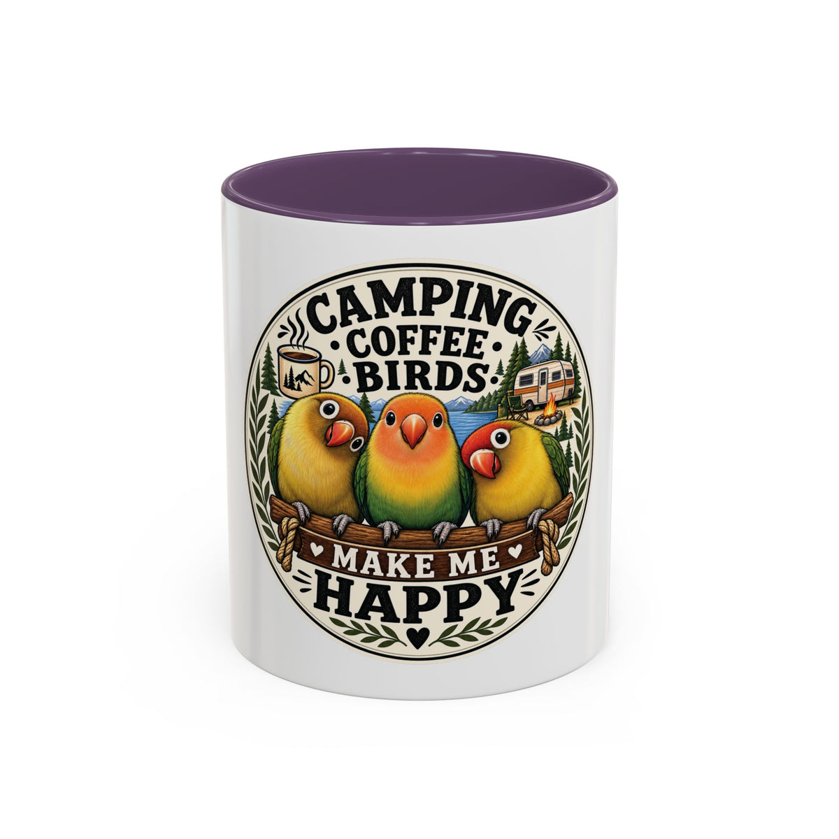 ☕ Parrot Lover "Make Me Happy" Two-Tone Coffee Cup☕ 🦜(11, 15oz)