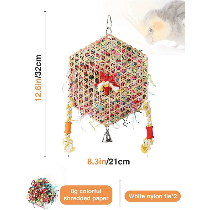 Colorful Bamboo & Paper Bird Chew Toy π¦
