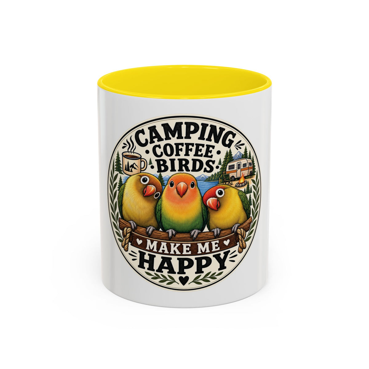 ☕ Parrot Lover "Make Me Happy" Two-Tone Coffee Cup☕ 🦜