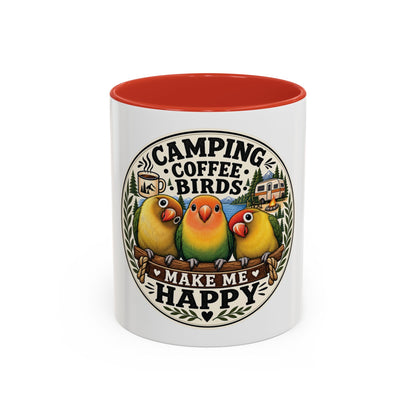 ☕ Parrot Lover "Make Me Happy" Two-Tone Coffee Cup☕ 🦜(11, 15oz)