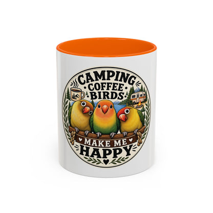 ☕ Parrot Lover "Make Me Happy" Two-Tone Coffee Cup☕ 🦜(11, 15oz)
