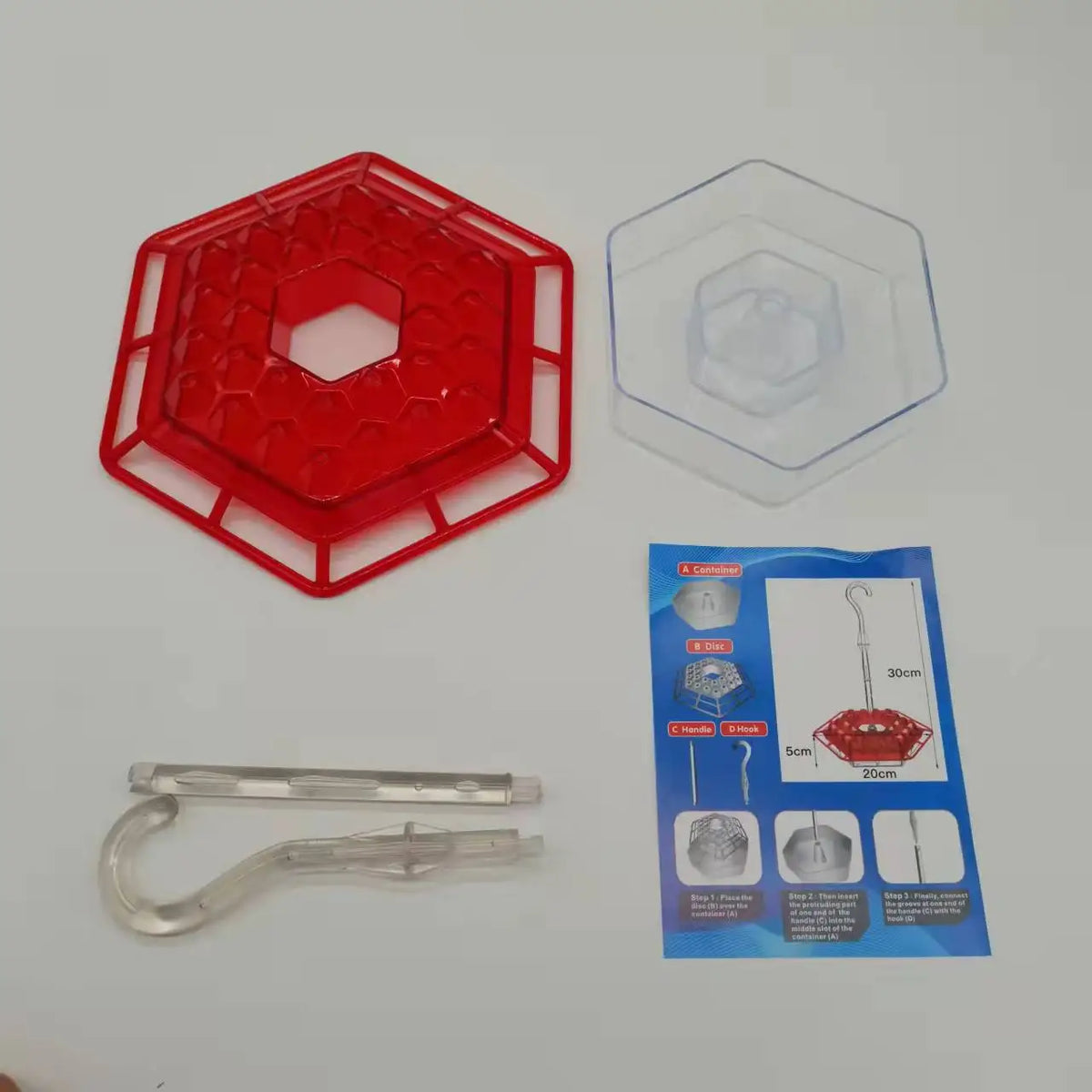 ✨ Bring your garden to life! 🐦 ❤️ Hanging Red Hexagon Hummingbird Feeder 🌿
